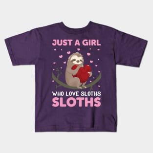 who love sloths just a girl Kids T-Shirt